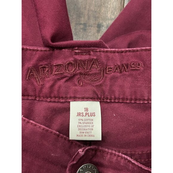 Arizona Jean Co. Jrs. Plus Sateen Skinny Jeans Wine Red Sz 18 Classic 5 Pockets - Picture 5 of 9